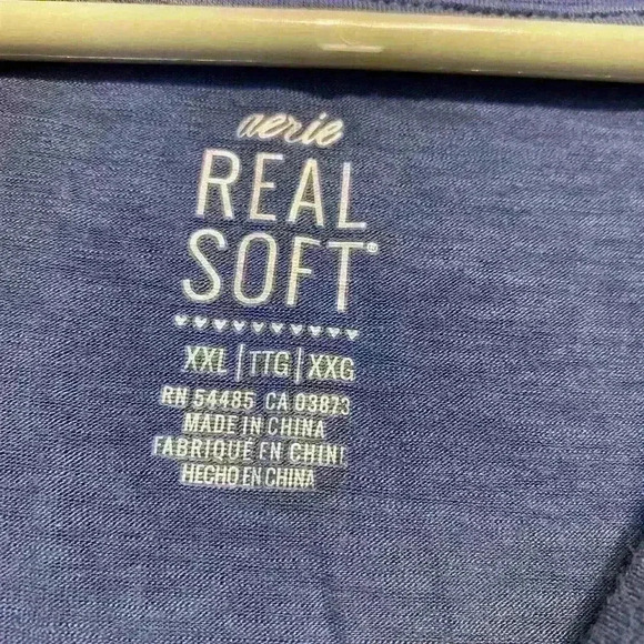 ❤️ Aerie Real Soft Blue Long Sleeve Lounge Top with Ruffles XXL - Picture 5 of 6